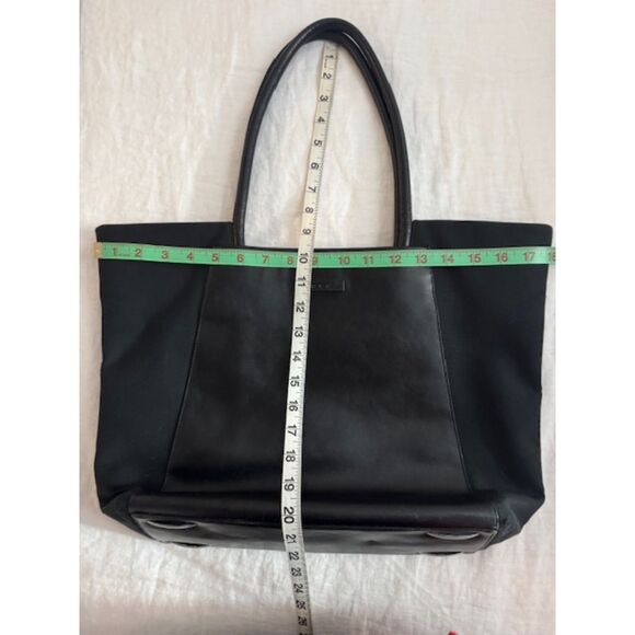 TUMI Black Travel Laptop Leather Canvas Back - Picture 10 of 11